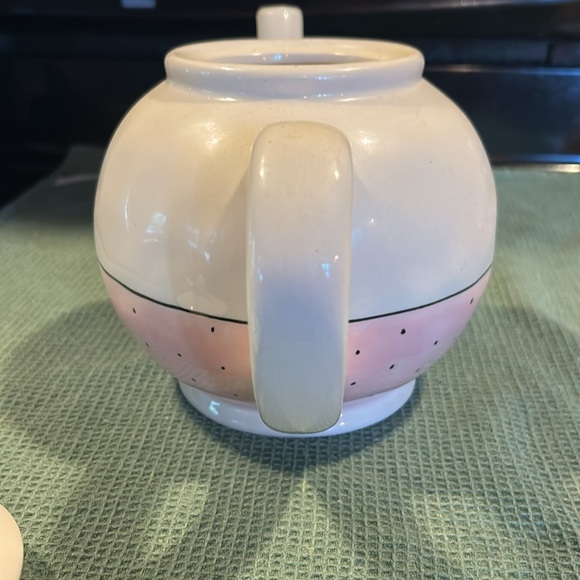 Rae Dunn Artisan Collection by Magenta Polka Dot Pink ‘POUR’ Teapot - Picture 4 of 7